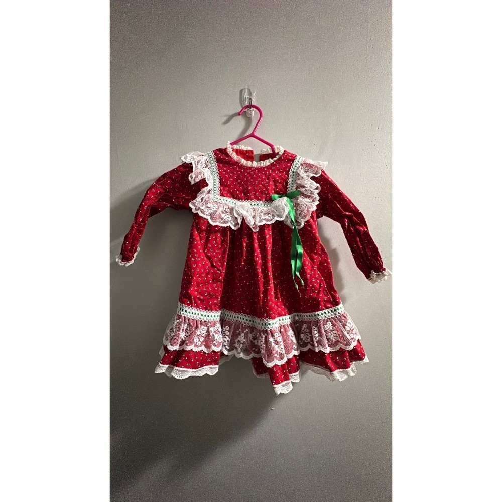 vintage Bryan red Frilly Lace dress 24 months
